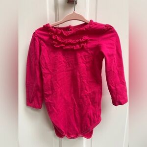 Okie Dokie 18M Hot Pink Ruffle Ling Sleeve Button Onesie